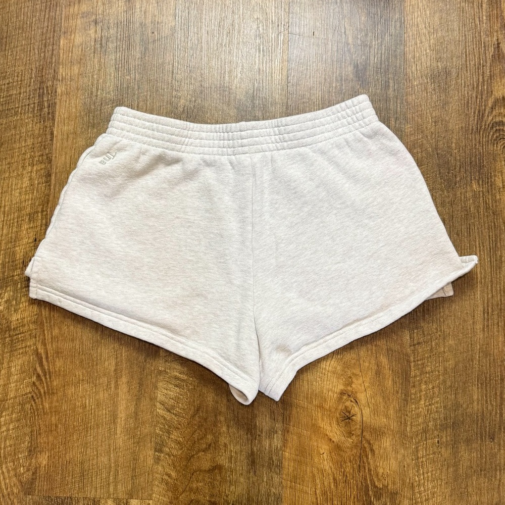 Aritzia TNA Cozy Sweat Fleece Perfect Micro Shorts Sz Small Heather - Picture 2 of 13